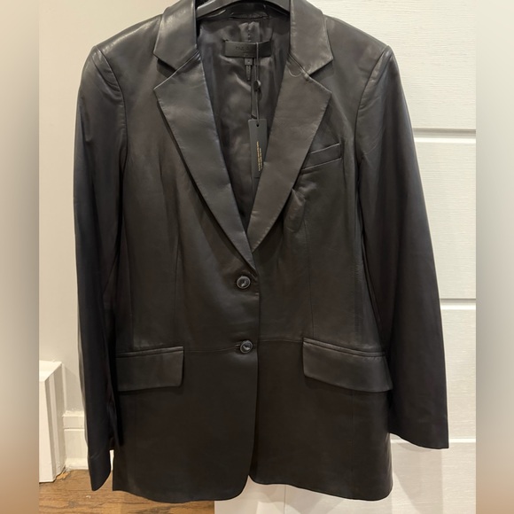 NWT Rag & Bone Charles Black Leather Blazer Jacket sz 6 - Picture 10 of 13